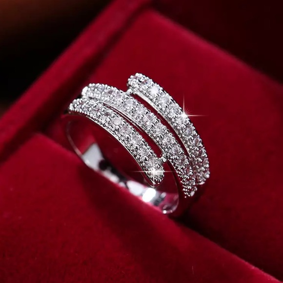 NEW ETERNITY 925 STERLING SILVER DIAMOND BAND RING - Picture 3 of 5